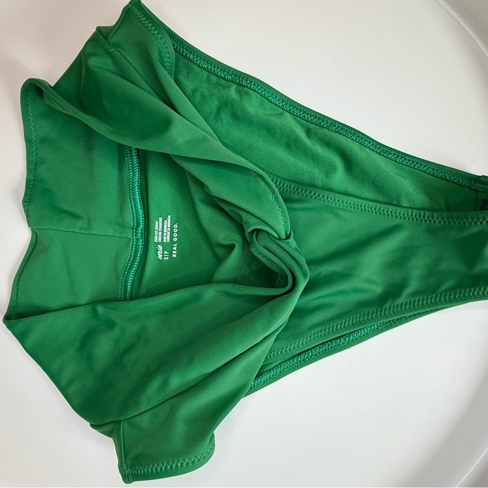 Aerie Bold Green High Cut Cheeky Bikini Bottom